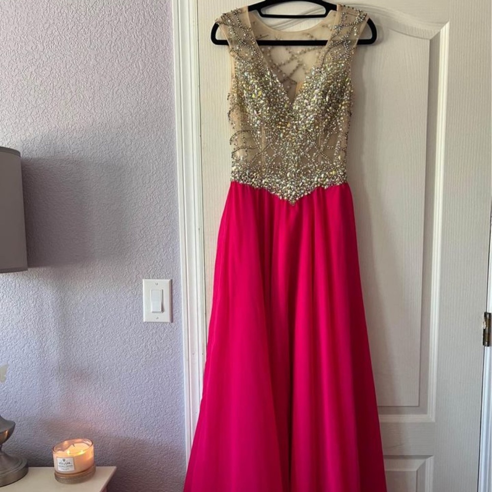 Stunning Crystal Pink Evening Gown